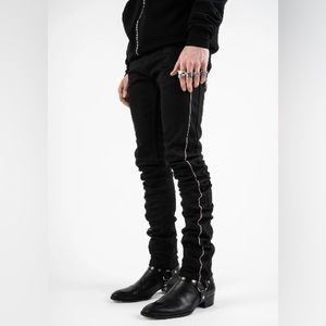 AKINGS Alan King Stacked VARICK Streetwear J Shaped Jeans - Size 30 Black